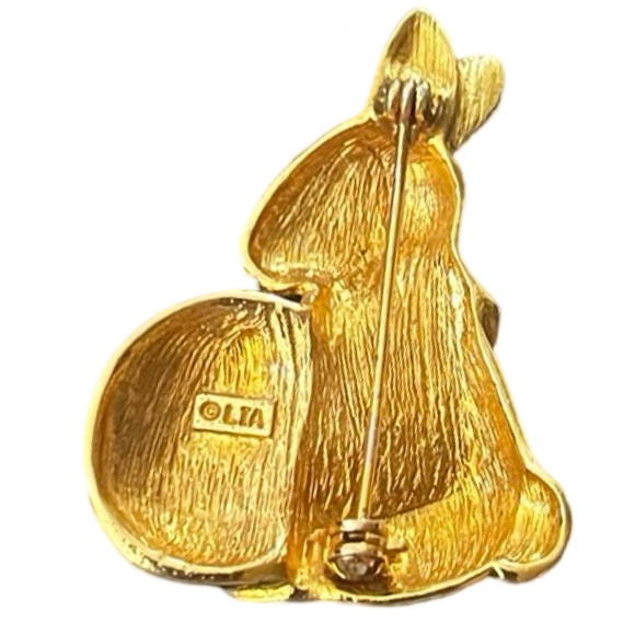 Vintage LIA Bunny‎ Brooch Gold Toned, Signed - Picture 2 of 4